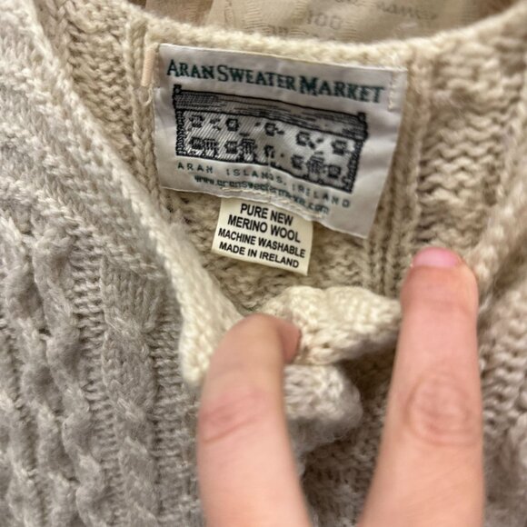 Aran Sweater Market Merino Wool Cardigan Sweater Cable Knit Size Medium Ireland - Picture 2 of 6
